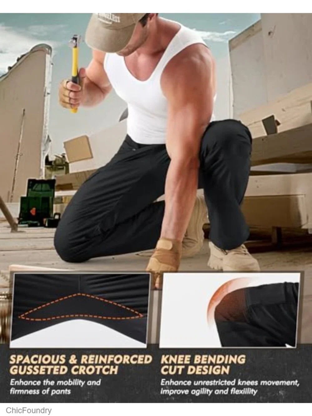 Ripstop Cargo Pants with 11 Pockets, Stretch Tactical Pants for Work & Hiking